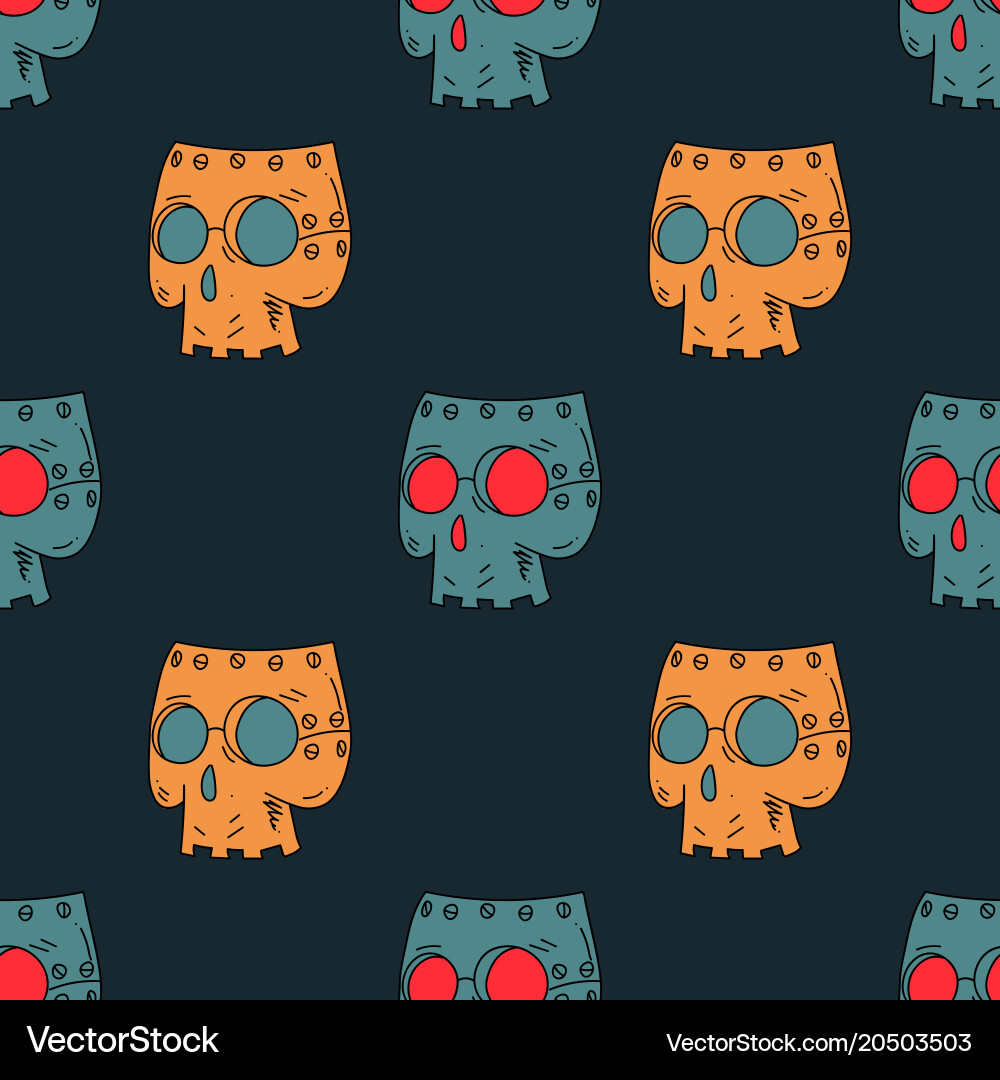 Robot skull mask seamless pattern Vector Image