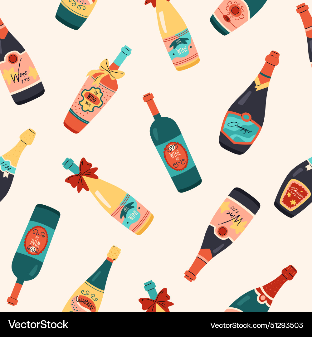 Seamless pattern with bottles of white red Seamless pattern with bottles of white red vector image