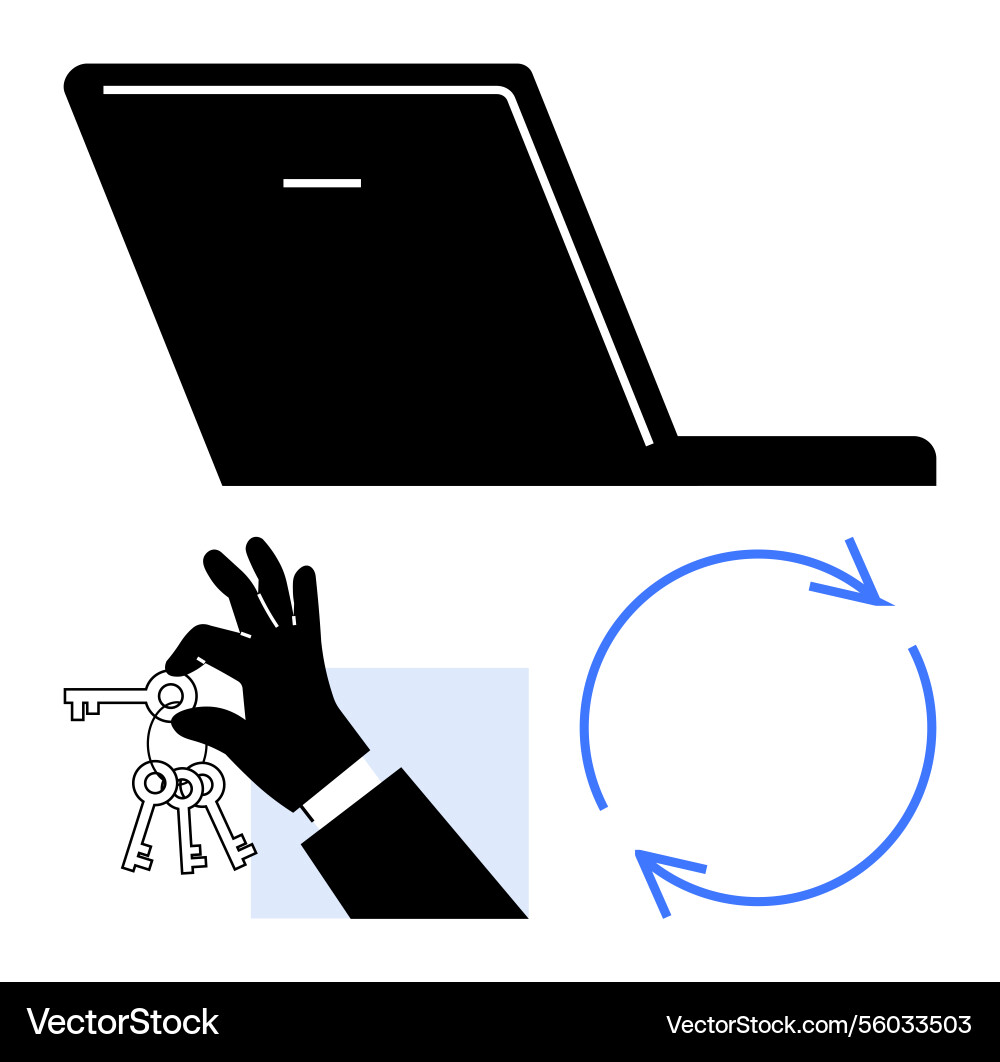 Secure digital access concept with keys laptop Secure digital access concept with keys laptop vector image