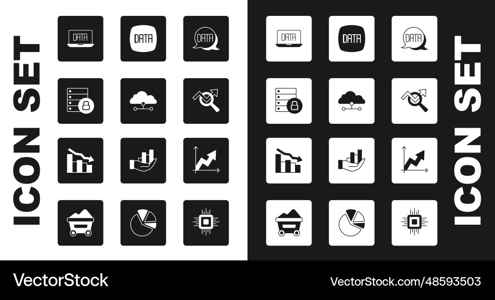 Set data analysis network cloud connection Set data analysis network cloud connection vector image