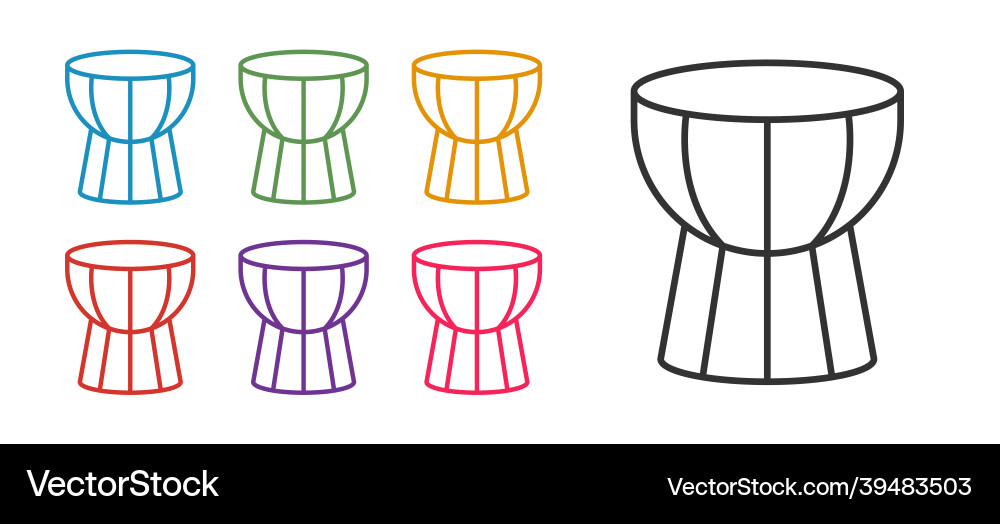 Set line african darbuka drum icon isolated Set line african darbuka drum icon isolated vector image