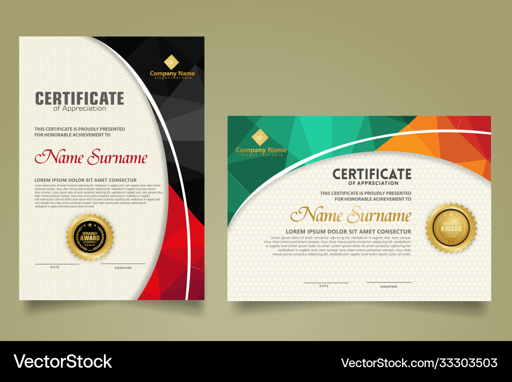 Set modern certificate template with triangle Set modern certificate template with triangle vector image