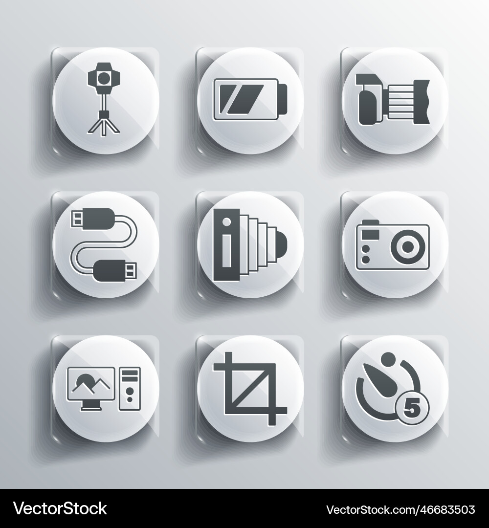 Set picture crop photo camera timer Set picture crop photo camera timer Vector Image