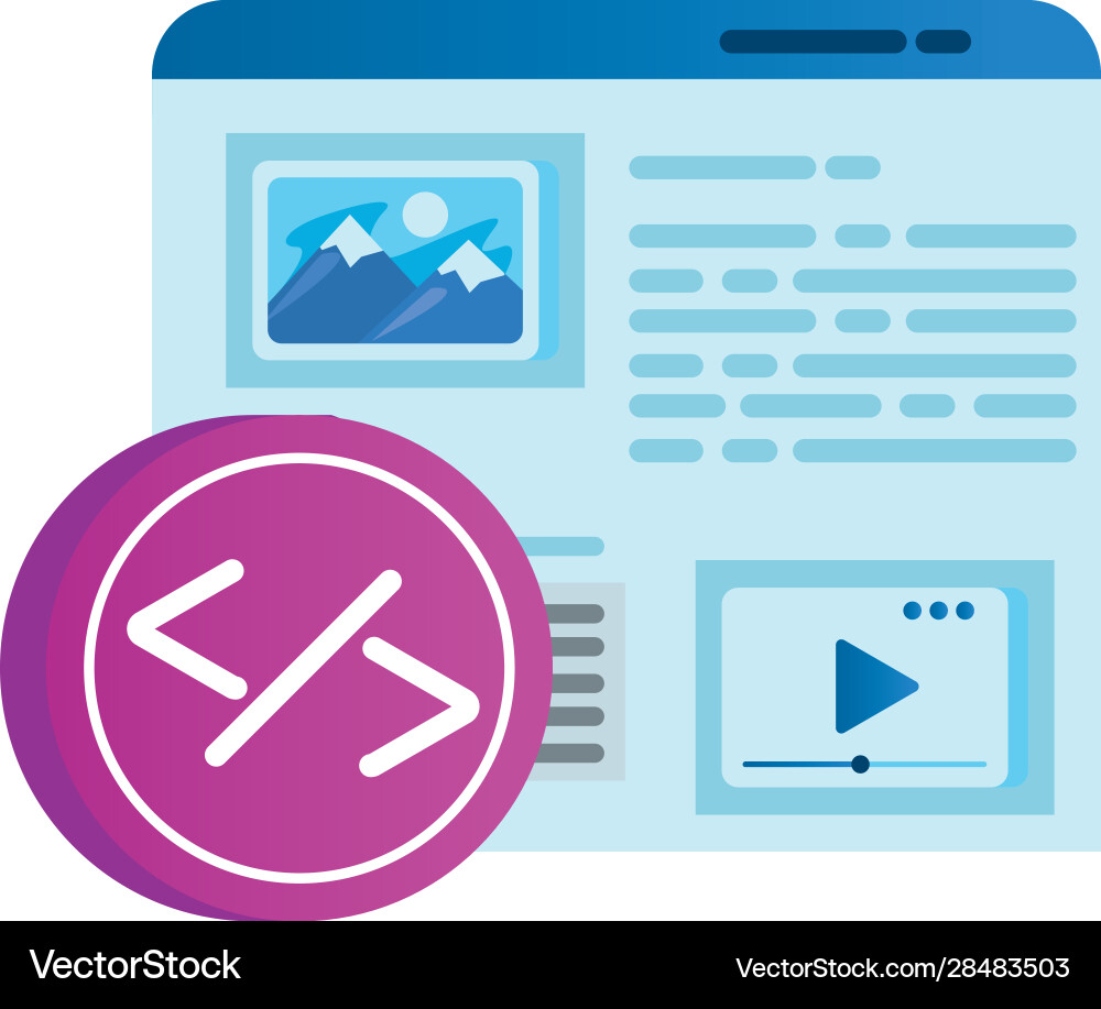 Template webpage window with program button Vector Image
