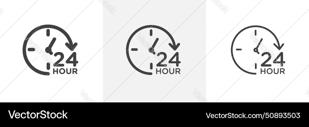 Twenty four hours icon set clock service support vector image