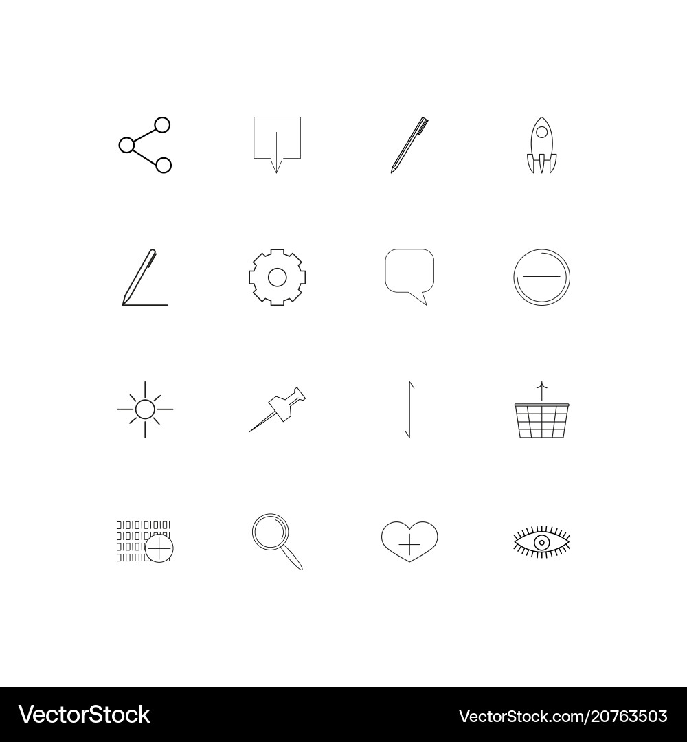 User interface linear thin icons set outlined vector image