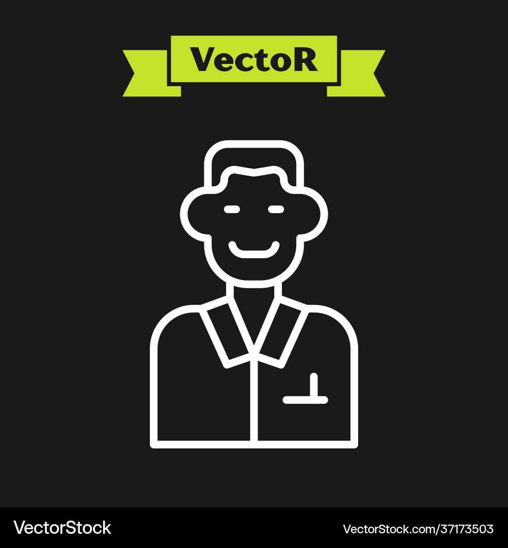 White line trader icon isolated on black White line trader icon isolated on black vector image