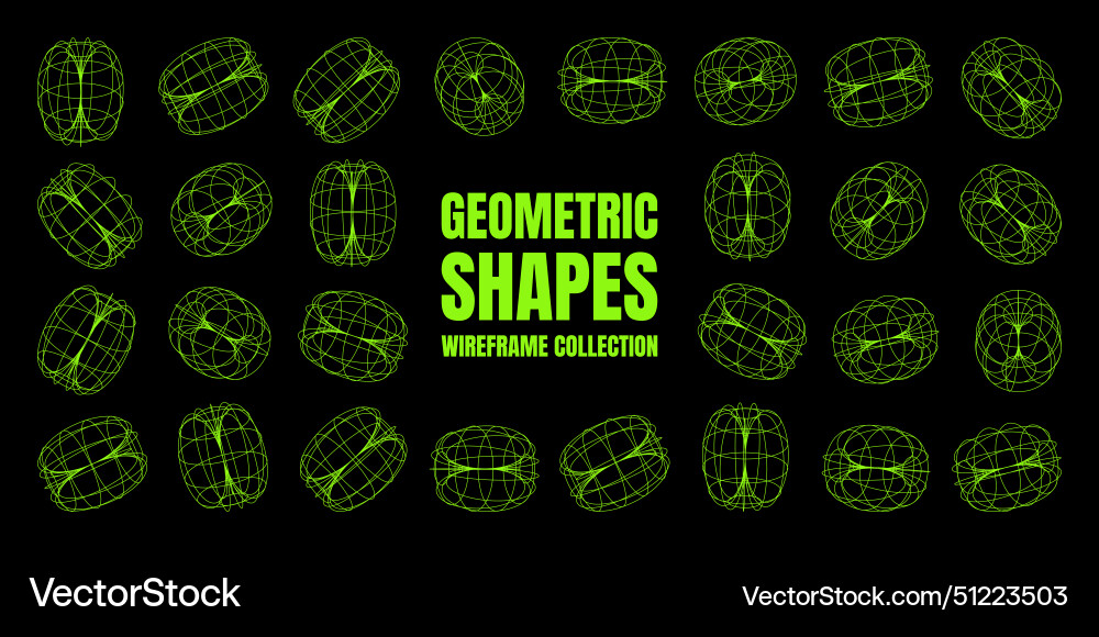 Wireframe lined shapes perspective mesh 3d grid Wireframe lined shapes perspective mesh 3d grid vector image