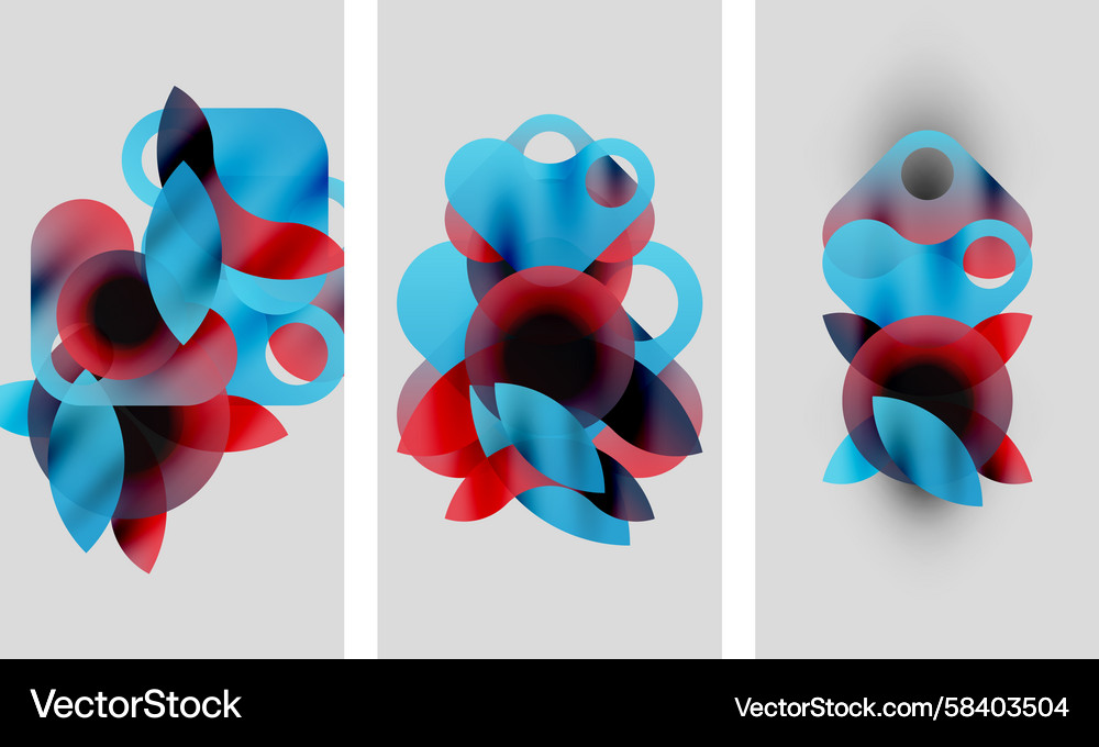 Abstract artwork three panels display overlapping Vector Image