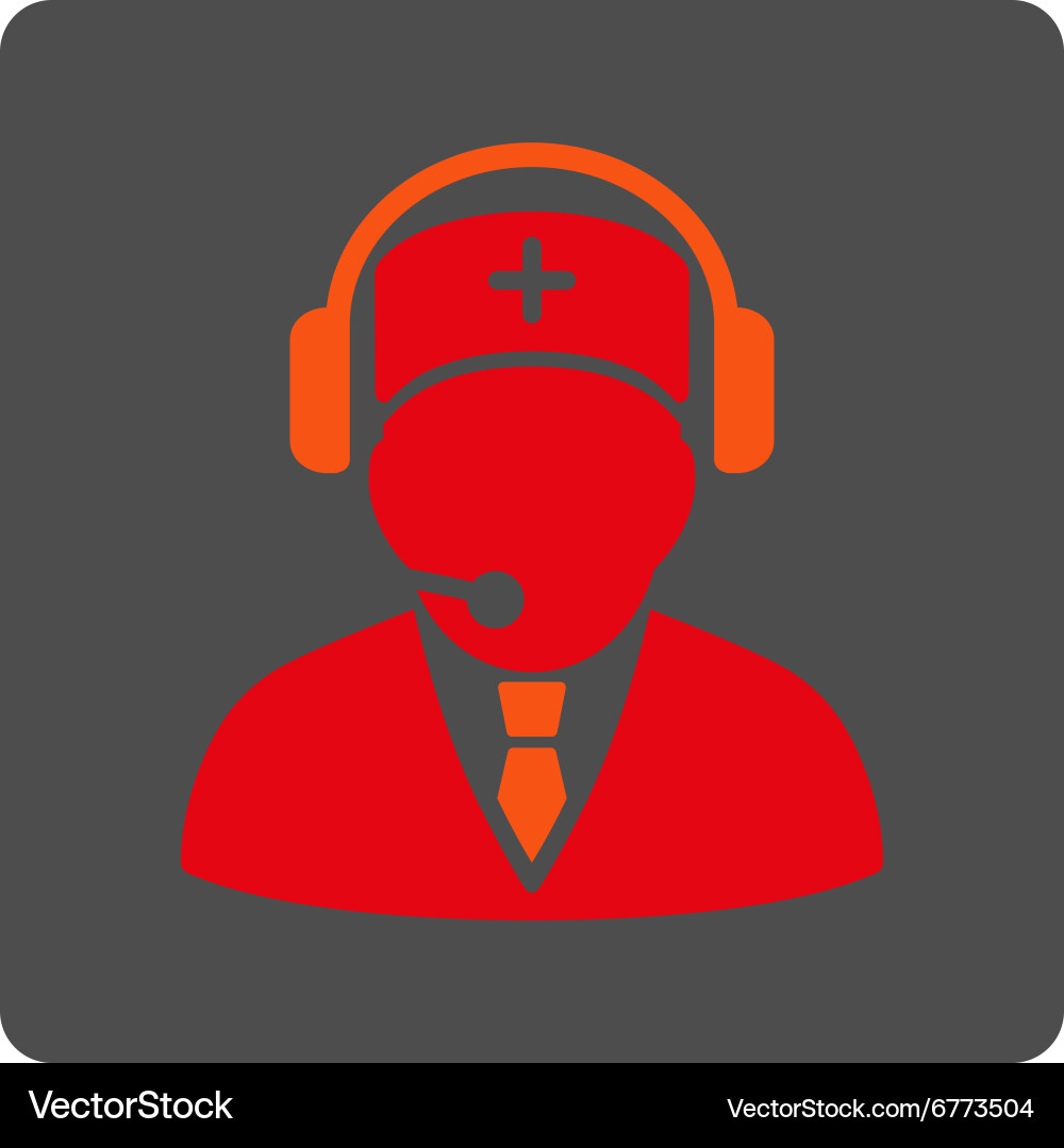 Ambulance operator flat button vector image