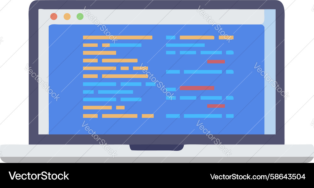 Coding Laptop with Blue Screen Vector Image