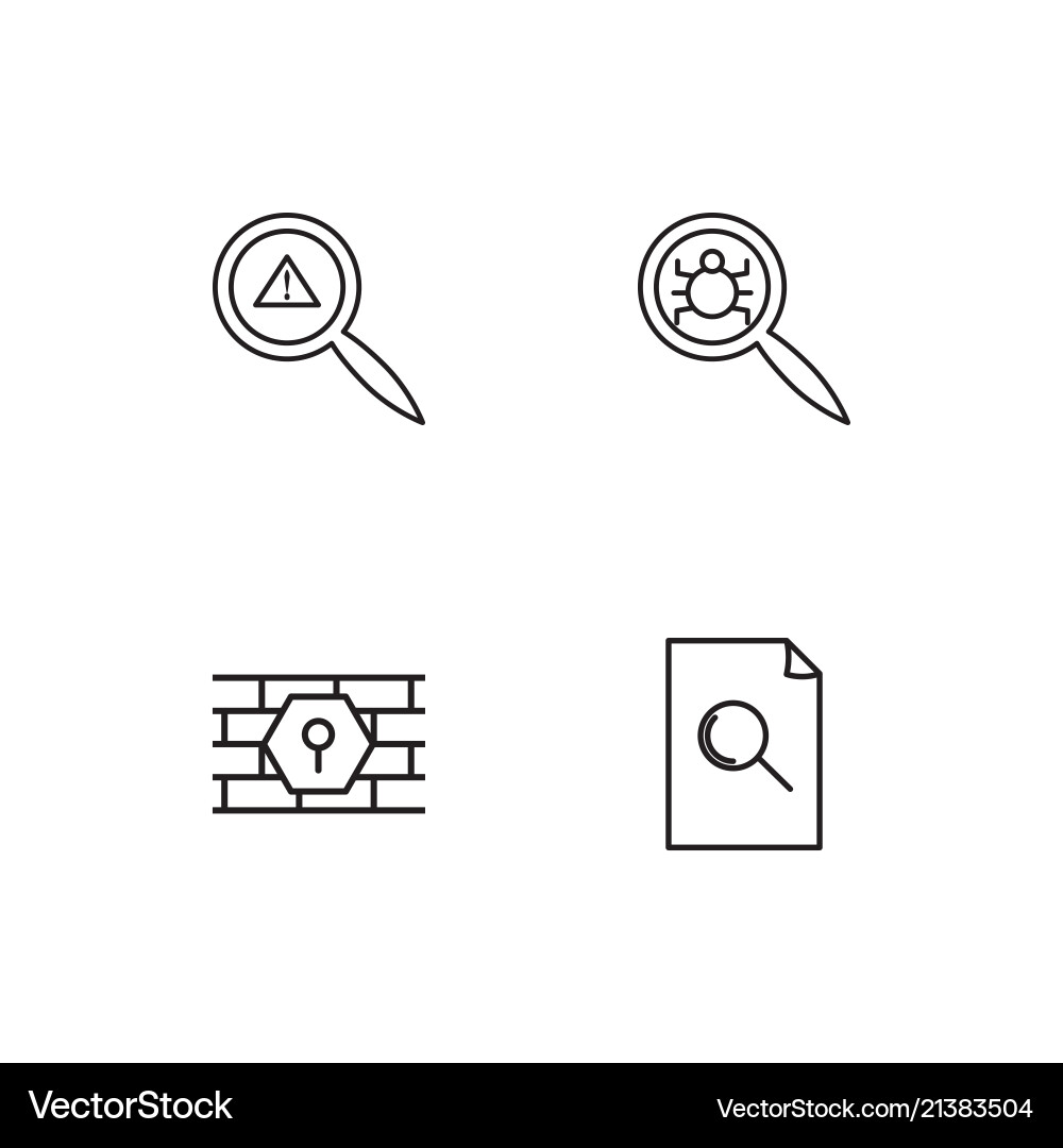 Cyber security linear icons set simple outline vector image