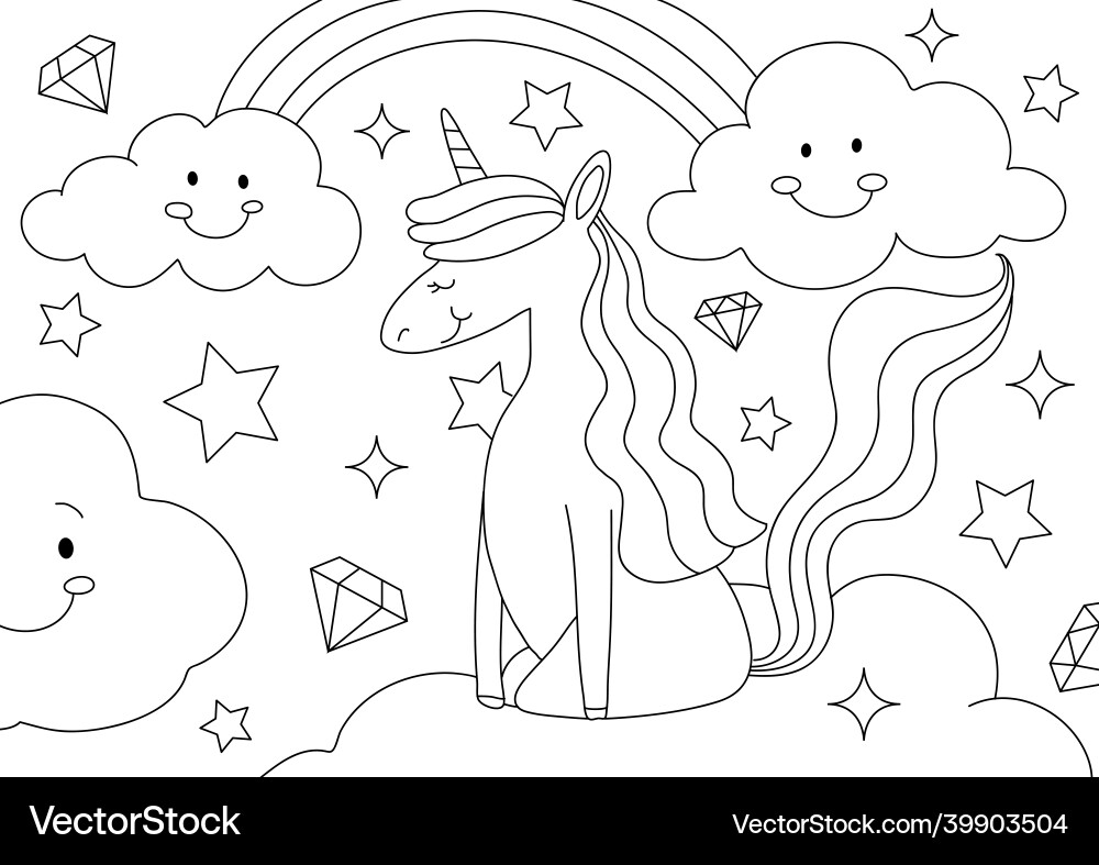 Einhorn Kinder Färbung Seite leer ausdruckbar Einhorn Kinder Färbung Seite leer ausdruckbar vektorbild