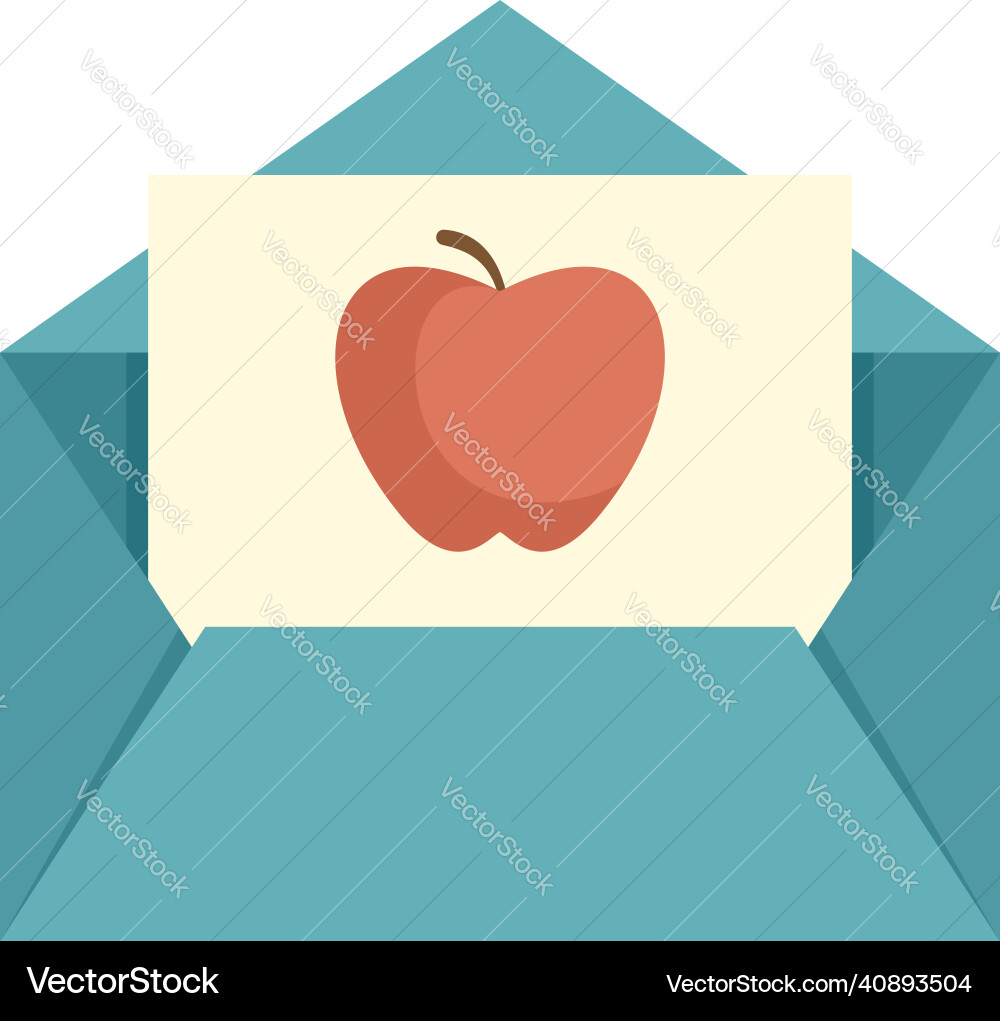 Envelope rote Apfel Newtons Tag Ikone flach isoliert Envelope rote Apfel Newtons Tag Ikone flach isoliert vektorbild