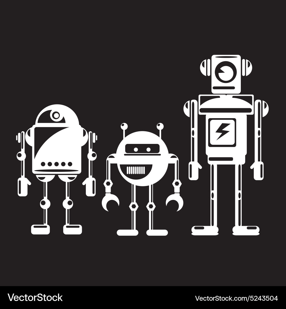 Flat design style robots and cyborgs vector image