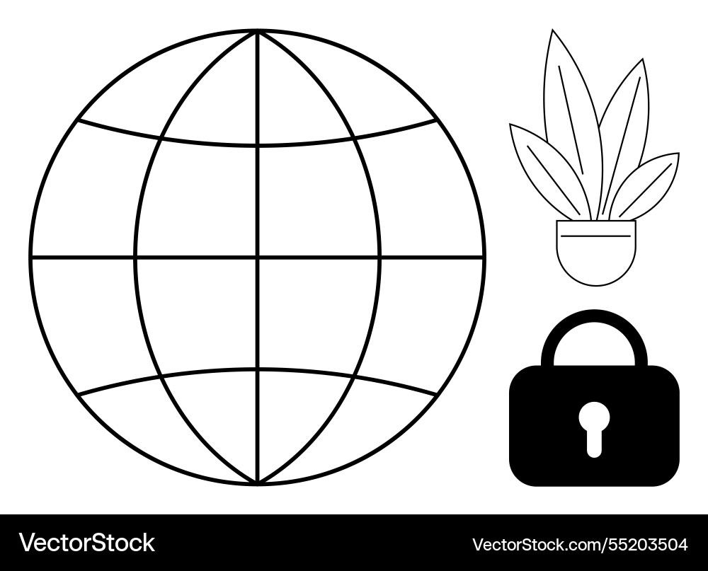 Global connectivity and security world map lock Global connectivity and security world map lock vector image