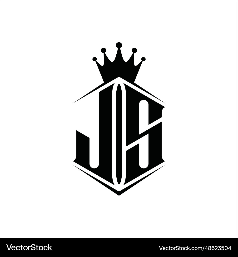 Js letter logo monogram hexagon shield shape Js letter logo monogram hexagon shield shape vector image