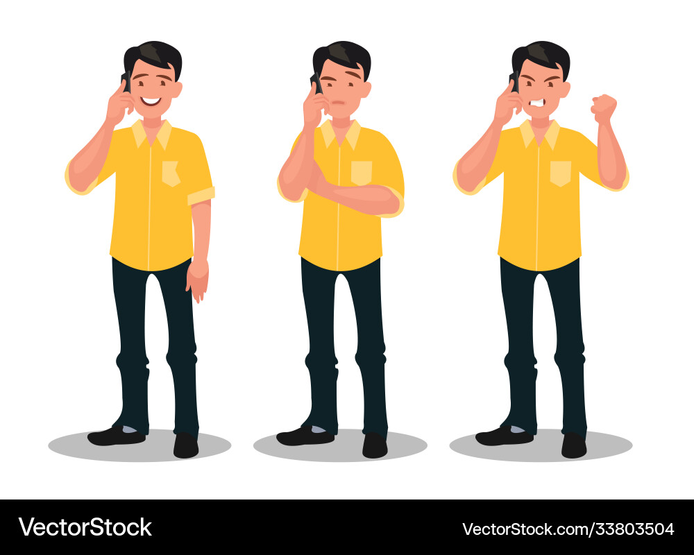 Man is talking on phone with different Man is talking on phone with different vector image