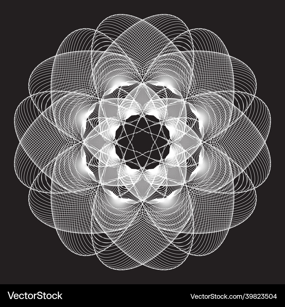 Mandala flower or snowflake linear spiral pattern vector image