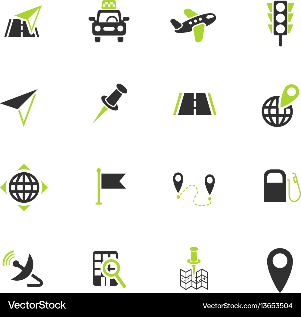 Navigation transport map icon set Navigation transport map icon set vector image