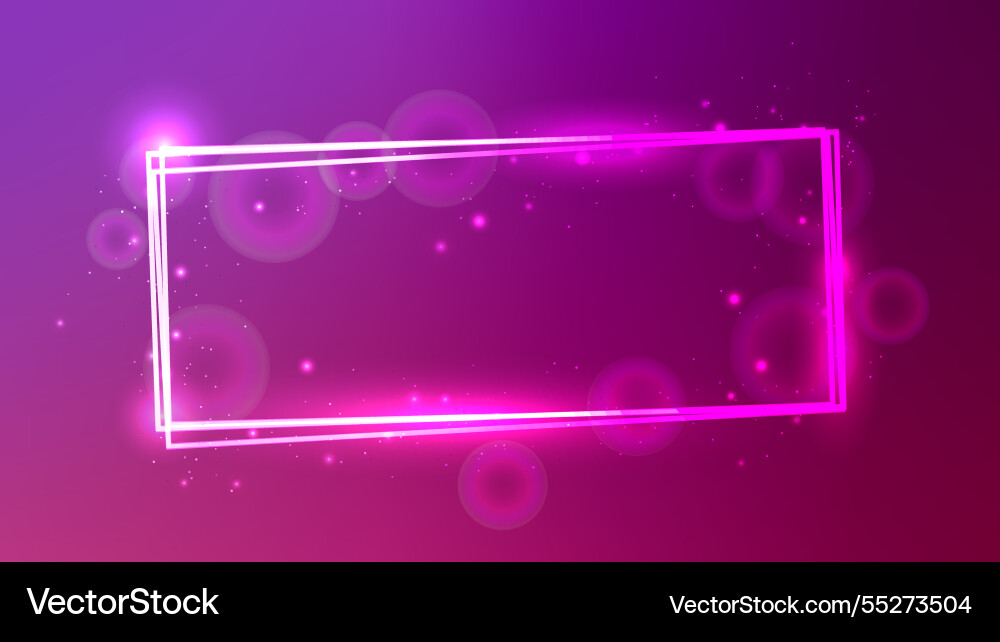 Neon rectangular frame with shining effects Neon rectangular frame with shining effects vector image