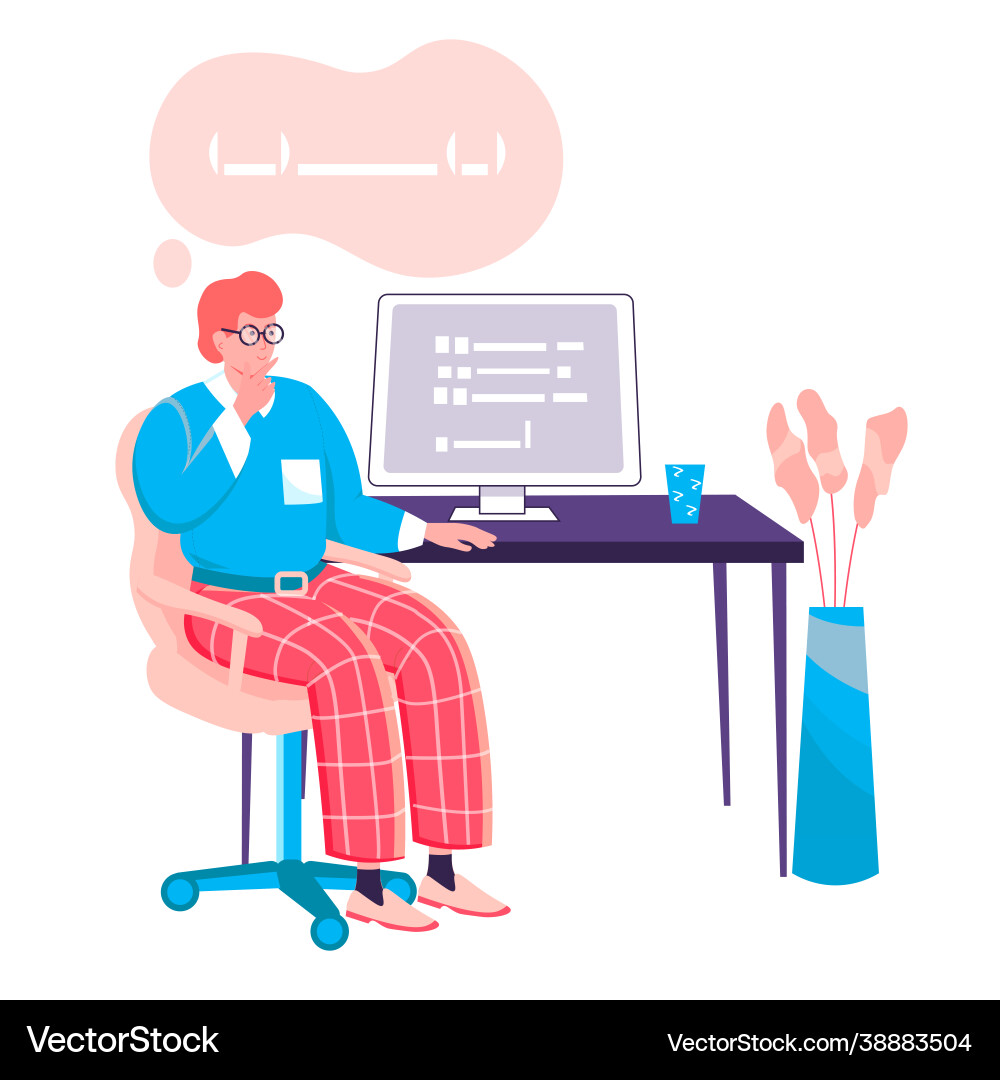 Programmer working at office concept Programmer working at office concept vector image