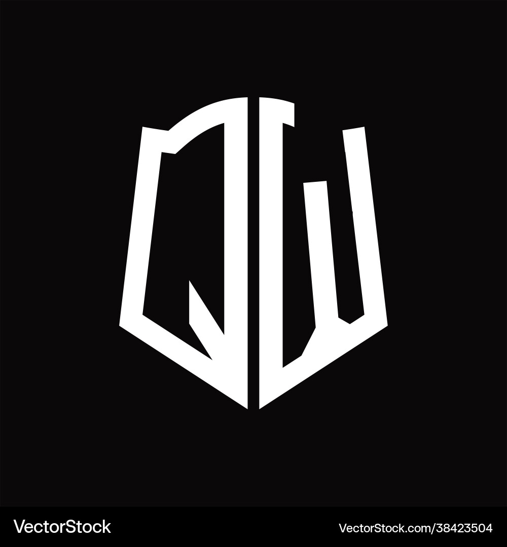 Qw logo monogram with shield shape ribbon design Vector Image