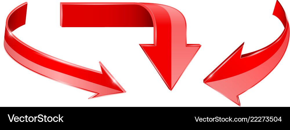 Red 3D Arrow Set - Web Icons vector image