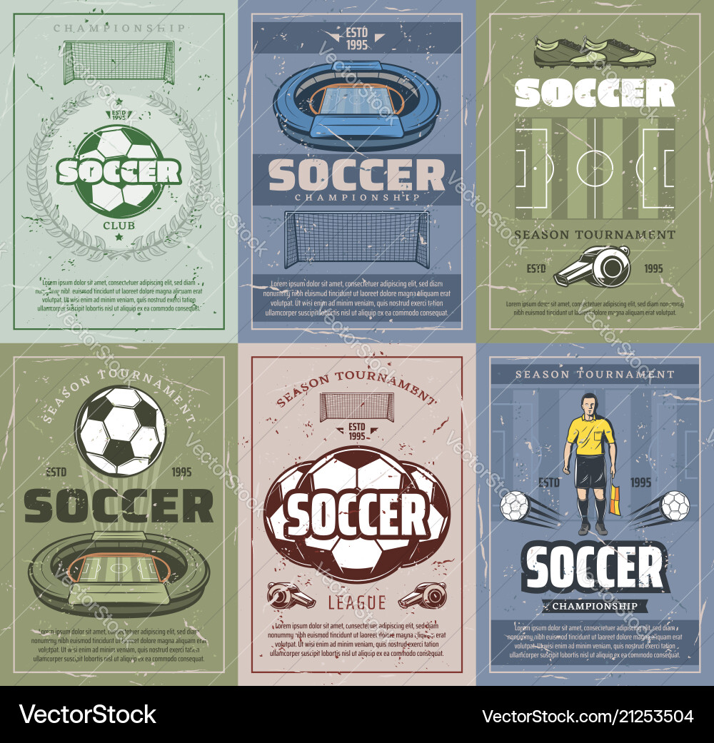 Retro Soccer Championship Posters Vector Image