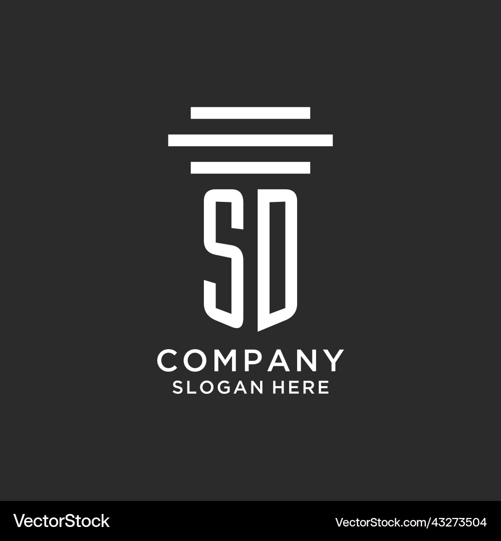 Sd initials with simple pillar logo design Sd initials with simple pillar logo design Vector Image