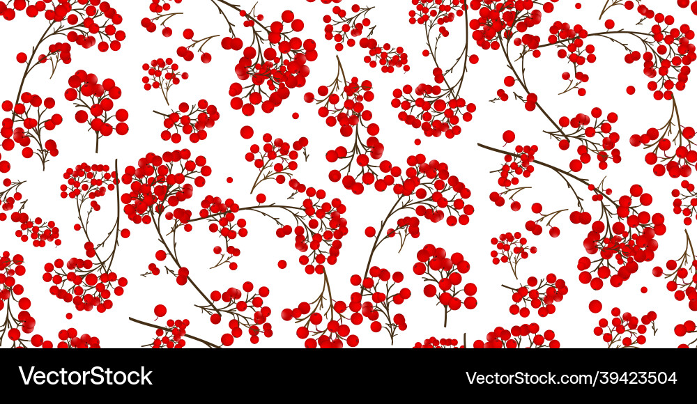 Seamless pattern branches with red berries Seamless pattern branches with red berries vector image