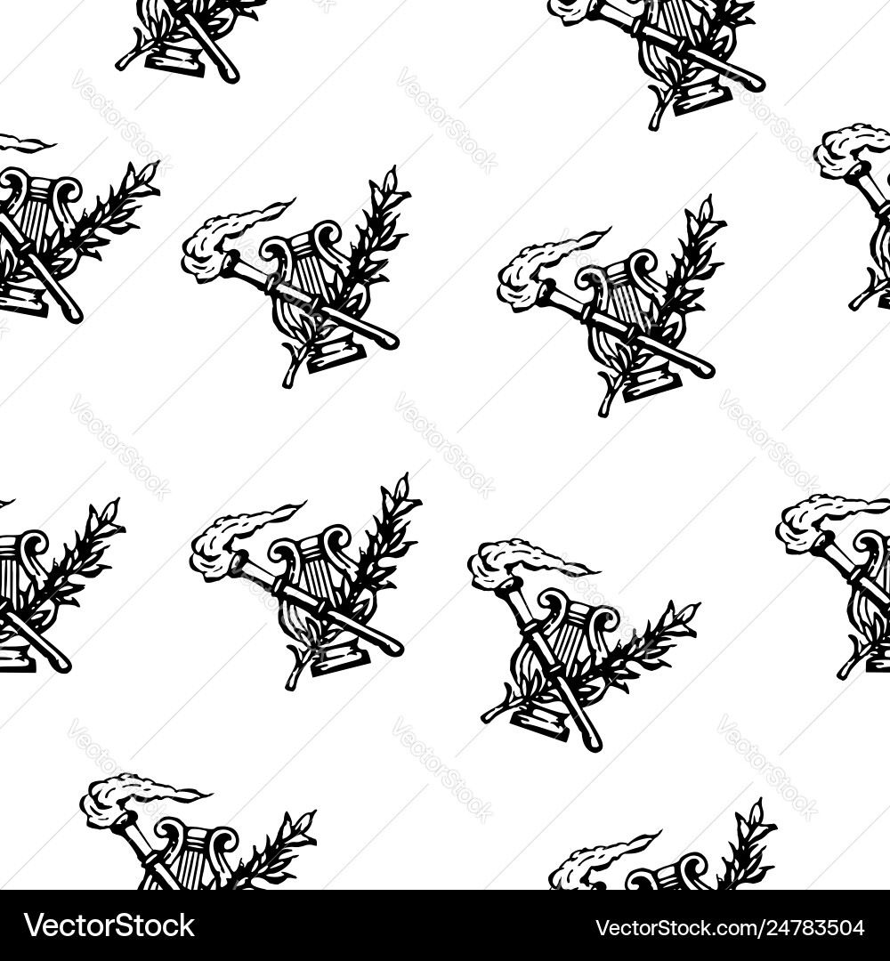Seamless pattern lyre stalk torch Vector Image