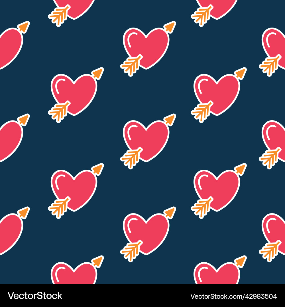 Seamless pattern of the heart symbol with cupids Seamless pattern of the heart symbol with cupids Vector Image