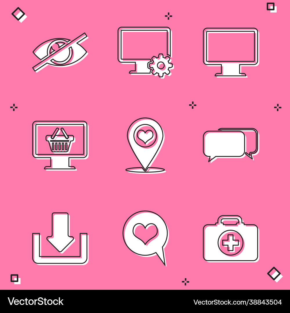 Set invisible or hide computer monitor and gear vector image