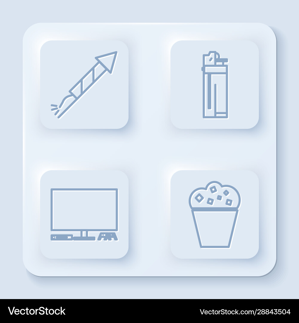Set line firework rocket lighter video game Vector Image
