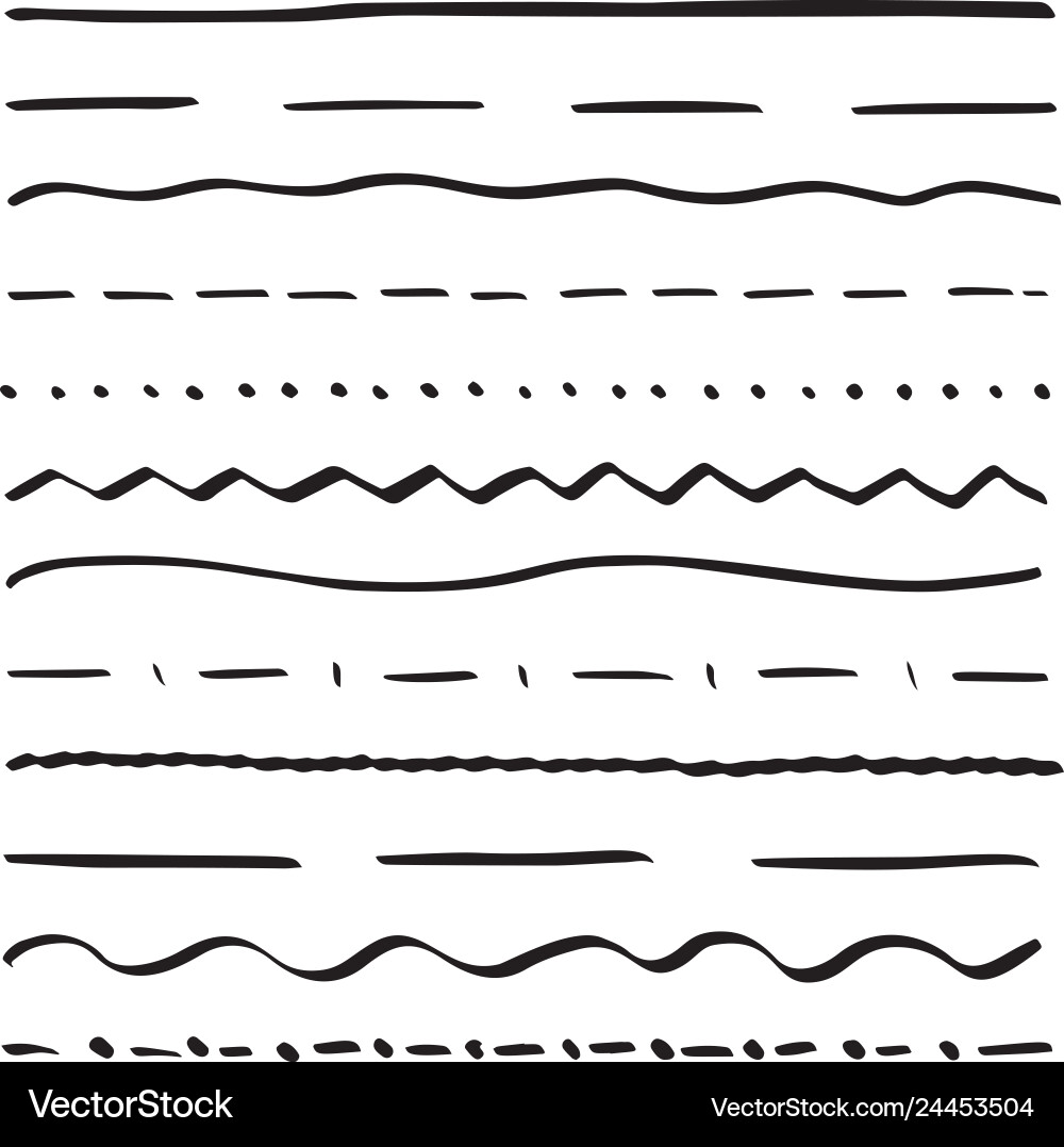 Set of hand drawn lines text marking elements vector image