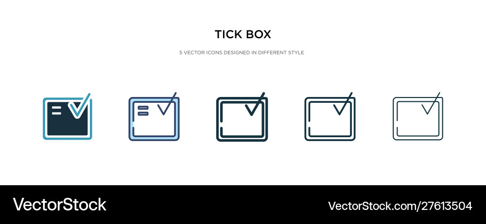 Tick box icon in different style two colored vector image