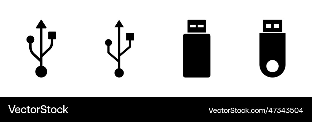 Usb icon set flash disk Vector Image