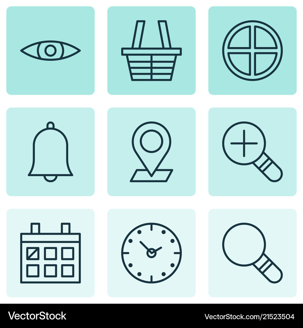 Web icons set with magnifier almanac check Web icons set with magnifier almanac check vector image