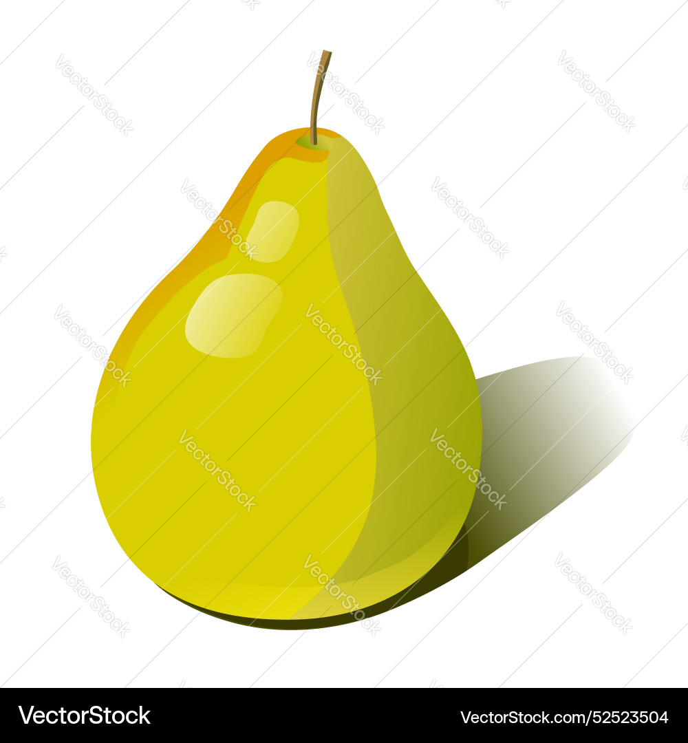 Yellow pear hand drawn realistic 3d with shadow Yellow pear hand drawn realistic 3d with shadow Vector Image