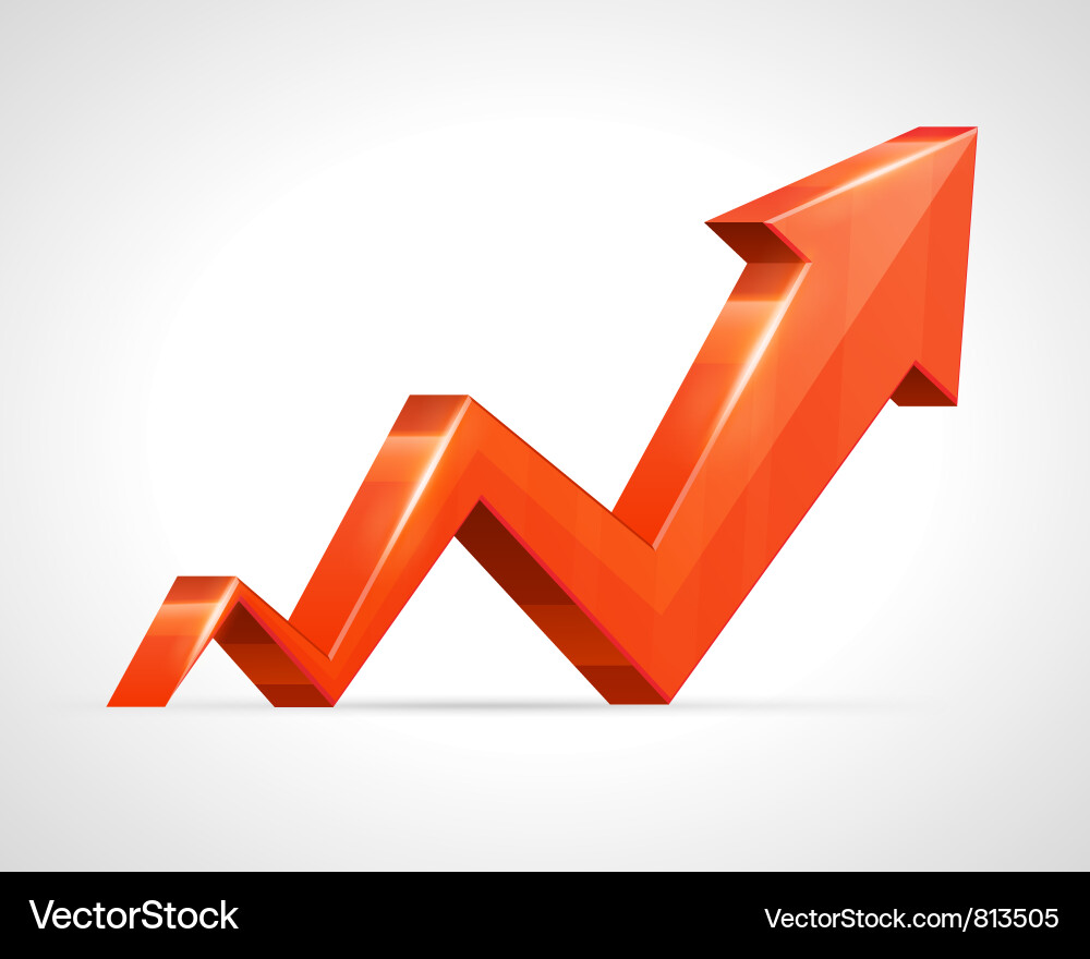 3D Growth Graph with Upward Arrow Vector Image