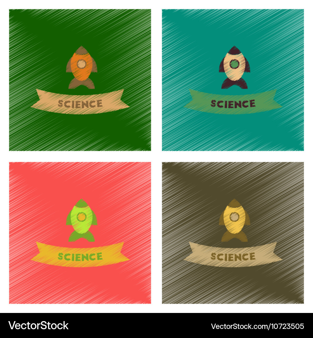 Assembly flat shading style icons rocket science Vector Image