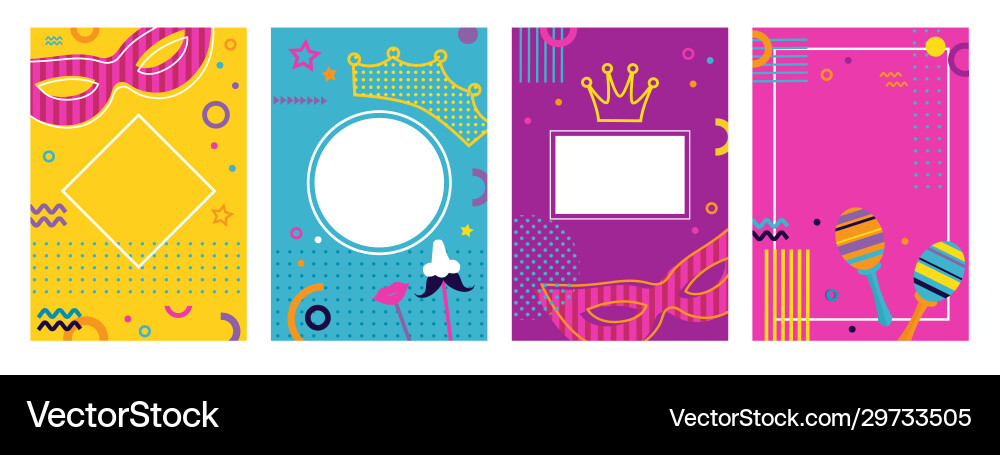 Carnival colorful posters set flyer or invitation Carnival colorful posters set flyer or invitation vector image