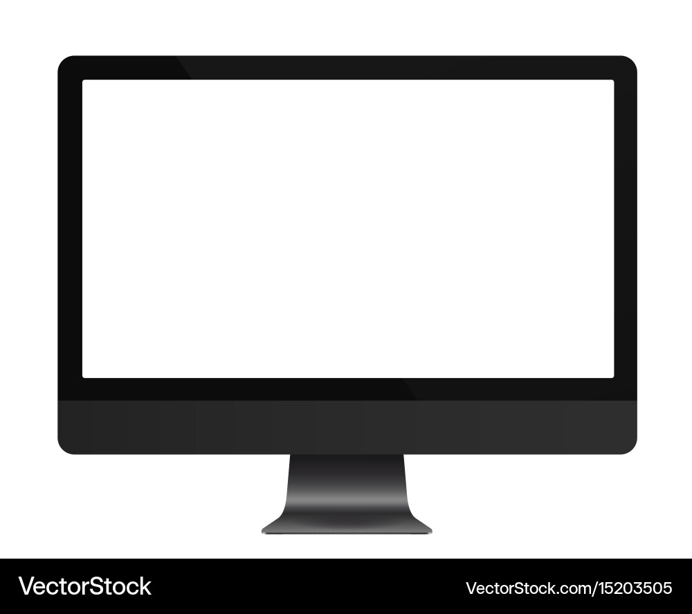 Computer dark grey display with blank white screen vector image
