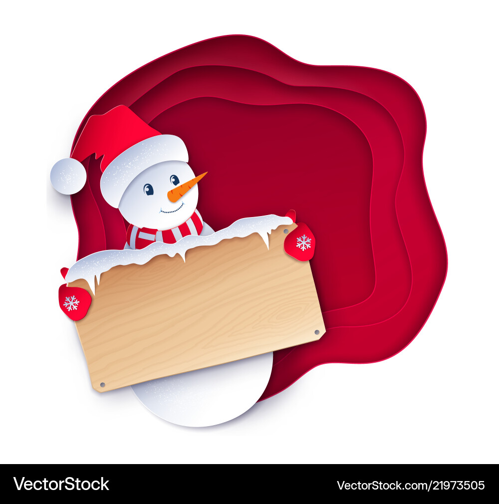 Cute snowman character vector image