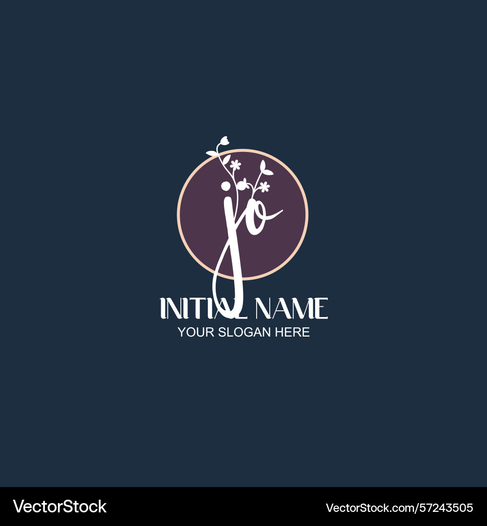 Elegant jo initial logo design with botanical Elegant jo initial logo design with botanical vector image