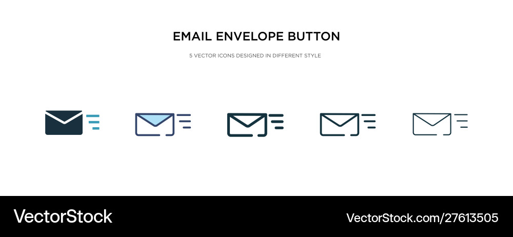 Email envelope button icon in different style Email envelope button icon in different style vector image