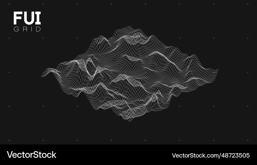 Fui gui 3d landscape scan grid abstract Fui gui 3d landscape scan grid abstract vector image