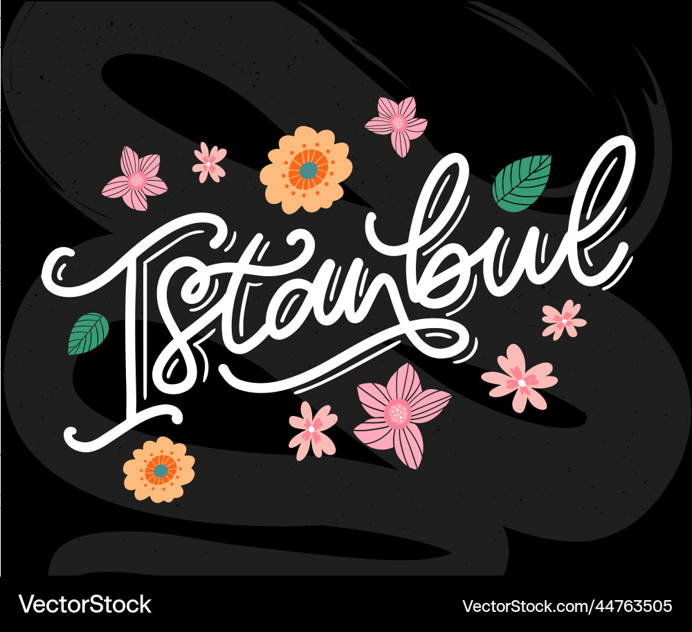 Istanbul hand lettering logo of in black Vector Image