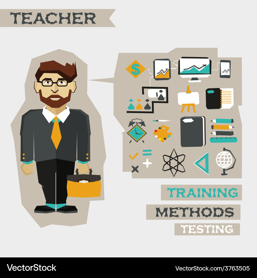 Man with set of icons vector image